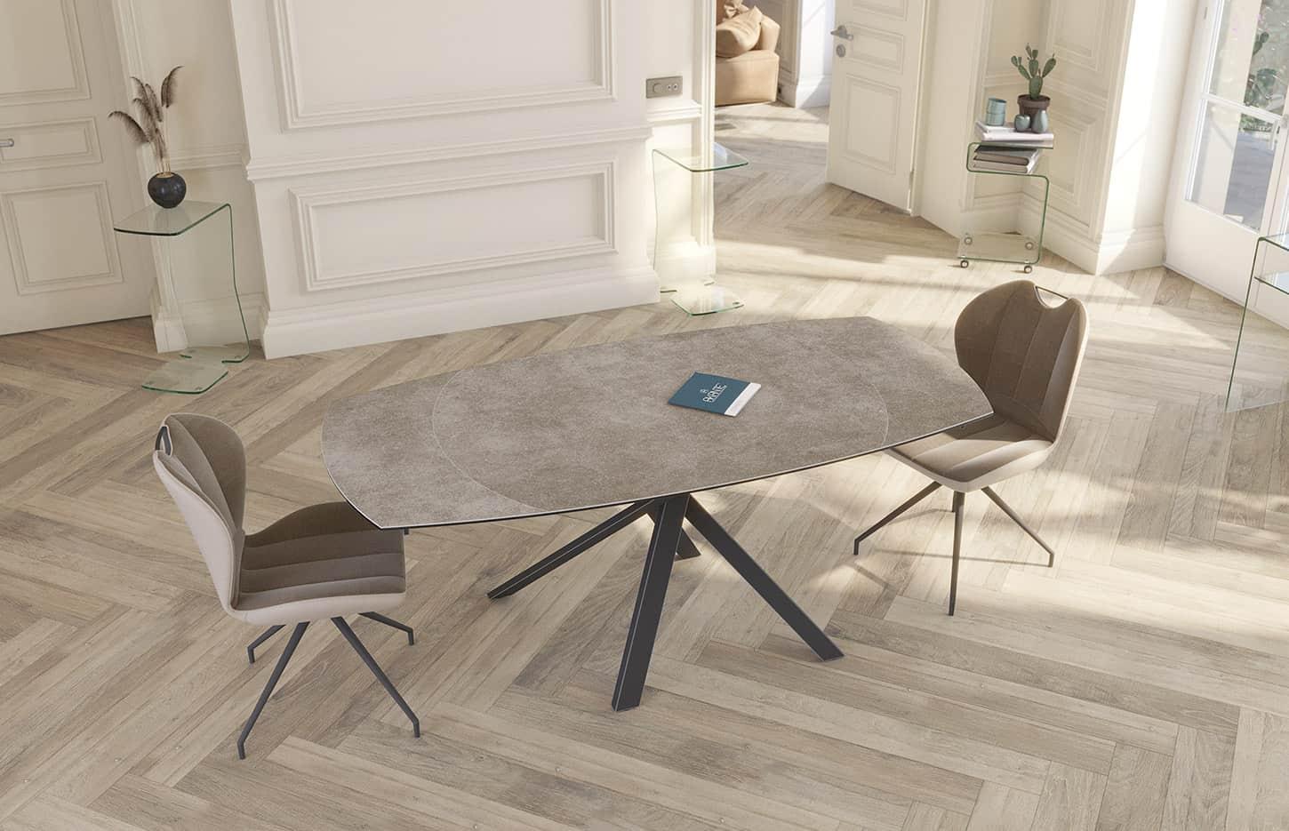 Table de réunion élégante avec plateau céramique et une base croisée - gamme gizeh - France Bureau