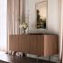 Buffet L150 ou L200cm avec finition laquée, placage bois, ou grès cérame, piètement métal ou bois vernis - Gamme Acasta - France bureau