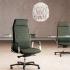Fauteuil de direction Alpine similicuir ou cuir vert, vues face et dos en salle de réunion - France Bureau