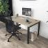 Bureaux individuels plateau mélaminé chêne fil pieds métal noir, Fabrication Française, gamme Altaï - France Bureau