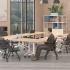Bureau mobile et pliant en mélaminé, roulettes freins inclus, Fabrication Française, gamme Amaro - France Bureau