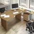 Bureau pieds panneaux en mélaminé avec compléments et rangements, gamme Banyoles - France Bureau