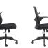 Siège opératif avec dossier résille noir, assise rembourrée noire, et accoudoirs escamotables - Gamme Bréha - France Bureau