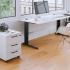 Caisson de bureau mobile en bois mélaminé blanc et poignées design noir et top blanc, Fabrication Française, gamme Carmel, France Bureau