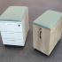 Caisson de bureau mobile 3 tiroirs ou 1 tiroir en bois mélaminé chêne nebraska ou blanc poignées blanches ou noires, gamme Carmel, France Bureau