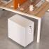 Caisson de bureau mobile avec serrure et plumier en mélaminé blanc poignées design blanc top finition, Fabrication Française, gamme Carmel, France Bureau