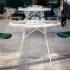 Table extérieur café restaurant plateau stratifié haute pression blanc 4 pieds métal blanc, gamme Casotto - France Bureau