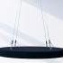 Panneau acoustique rond noir avec suspension en îlot - Gamme Cedera - France Bureau