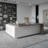 Bureau de direction avec retour sur caisson et alcove, bureau mélaminé eucalyptus et retour mélaminé blanc - gamme cheiron -france bureau