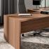 Bureau direction avec plateau épaisseur de 38mm avec retour en mélaminé noyer cannelé, gamme Cheiron - France Bureau
