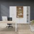 Armoire haute portes battantes et ouvertes en mélaminé blanc, Fabrication Française, gamme Estats - France Bureau