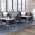 Bureau individuel avec retour caisson de rangement, piétement métallique noir plateau mélaminé nebraska, gamme Fundy - France Bureau