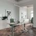 Bureau électrique réglable en haute avec plateau gris et piètement aluminium - Gamme Kea - France Bureau