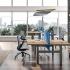 Bureau bench réglable en hauteur électrique avec plateau mélaminé chêne et piètement aluminium- Gamme Kea - France Bureau