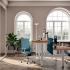 Bureau bench électrique réglable en hauteur avec plateau mélaminé Noyer et piètement blanc - Gamme Kea - France Bureau