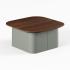 Table basse carré plateau en bois noyer et pied métal courbe gris taupe - gamme Kipawa - France Bureau