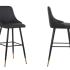Siège haut pour bar ou cafétéria, piètement noir finitions dorées, assise tissu, gamme Lambro - France Bureau