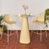 Table haute carrée avec pied central conique, plateau stratifié bois clair, style contemporain, gamme Medina Haute - France Bureau