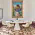 Table de réunion forme tonneau, plateau galbé esthétique et structure conique métal poudré, gamme Medina Réunion - France Bureau