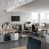 Bureau individuel openspace droit avec caisson de rangement mélaminé chêne pieds métal Miares - France Bureau