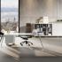 Bureau direction bois ou verre, retour suspendu ou meuble de service, gamme Muzelle - France Bureau