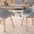 Fauteuil d\'accueil pieds bois naturel en tissu ou cuir, gamme Nazko - France Bureau