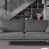 Canapé 2 places en tissu gris clair pieds métal chromé design, gamme Pradro - France Bureau