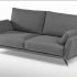 Canapé 2 places en tissu gris clair pieds métal noir design assise réglable, gamme Pradro - France Bureau