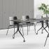 Table pliante ou abattante pieds sur patins ou roulettes plateau mélaminé, gamme Restefond - France Bureau