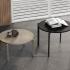 Table basse ronde coin arrondi structure métallique noir et gris pierre plateau mélaminé noir et gris pierre, gamme Rosa - France Bureau