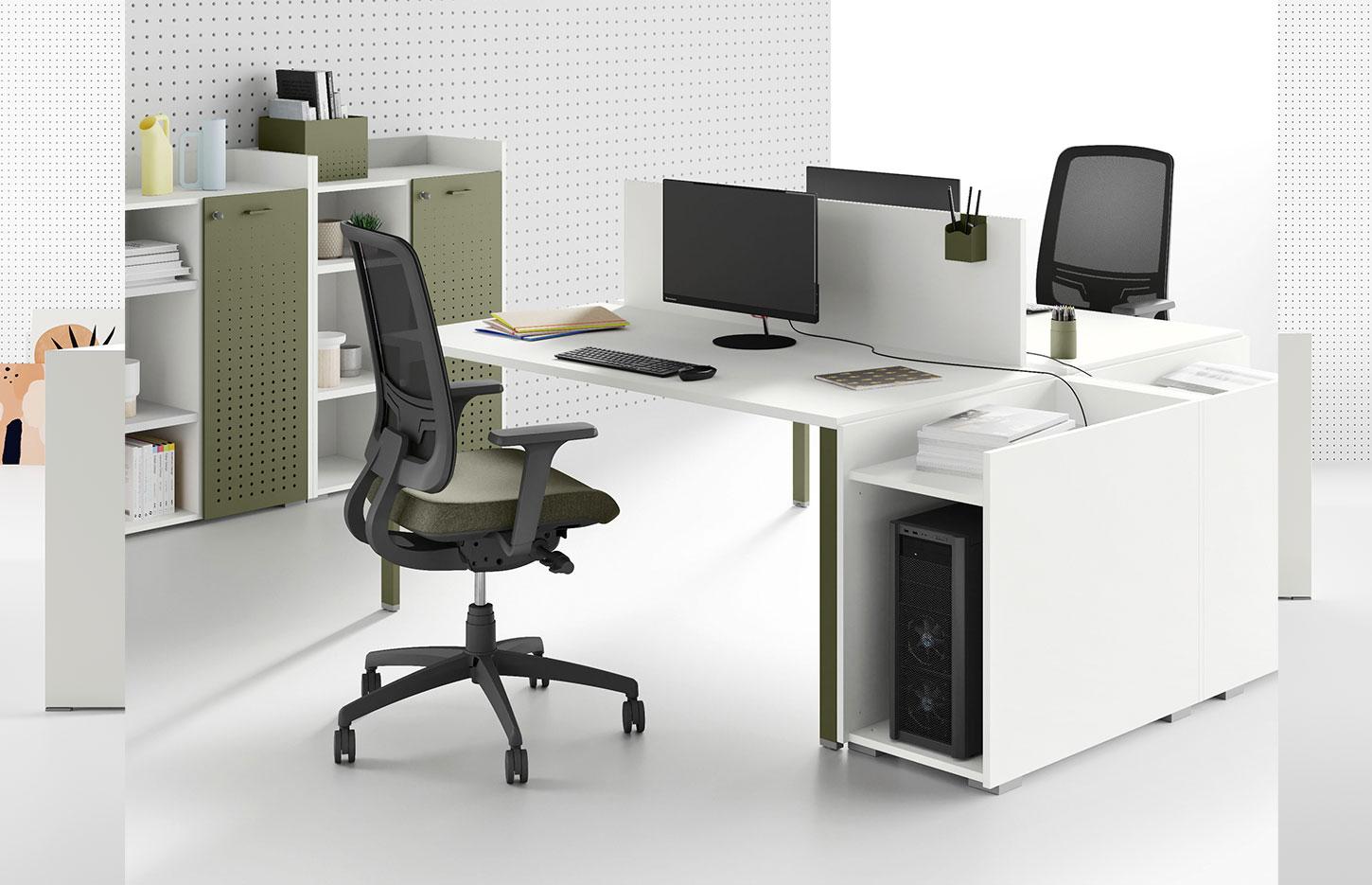Bureau open-space bench face à face rangements, gamme Ruby open-space - France bureau