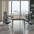 Fauteuil de direction Sao laine ou similicuir dans un bureau avec bibliothèque - France Bureau