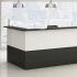 Banque d\'accueil en angle avec 2 modules hauts en mélaminé frêne veiné noir et blanc, gamme Vitravo - France Bureau