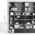 Armoire de rangement sans porte avec structure en mélaminé gris et tiroirs noirs , gamme XXL - France Bureau